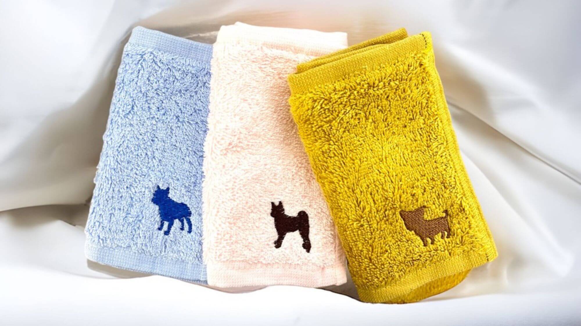 シルエット刺繍タオル
